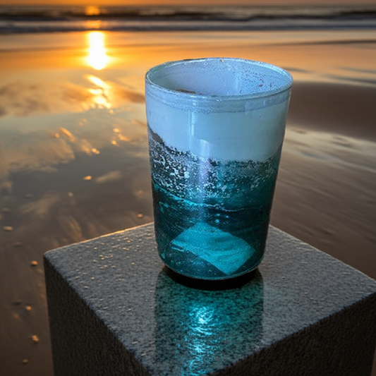 Wellen Windlicht Nordsee Edition mit Wellenstruktur – 7 cm hoch