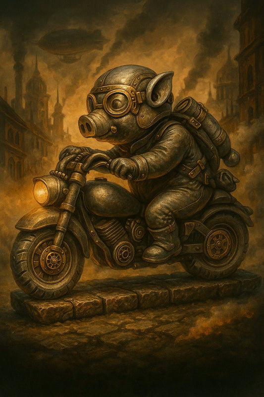 Gearhaven's Motorbike Pig - Digitales Poster - Sweet Home Fitting
